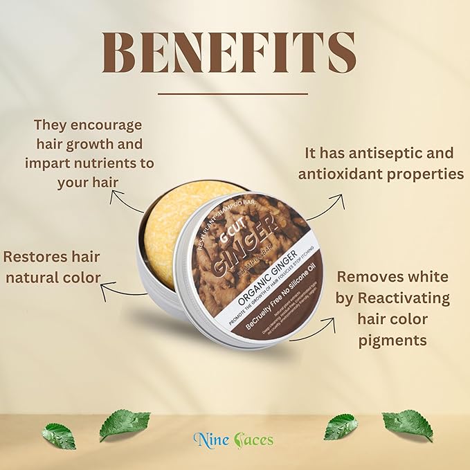 Shampoo Bar | Hair Cleansing Bar | 100% Pure, Natural Color Restoring Shampoo Bar - Revitalize, Nourish, and Shine (GINGER)